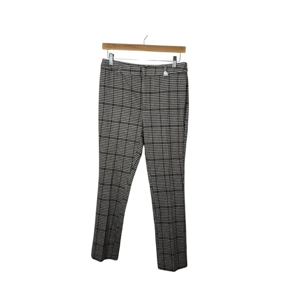 Free People Women’s Molly Slim Plaid Houndstooth Pants Brown/White Size 6